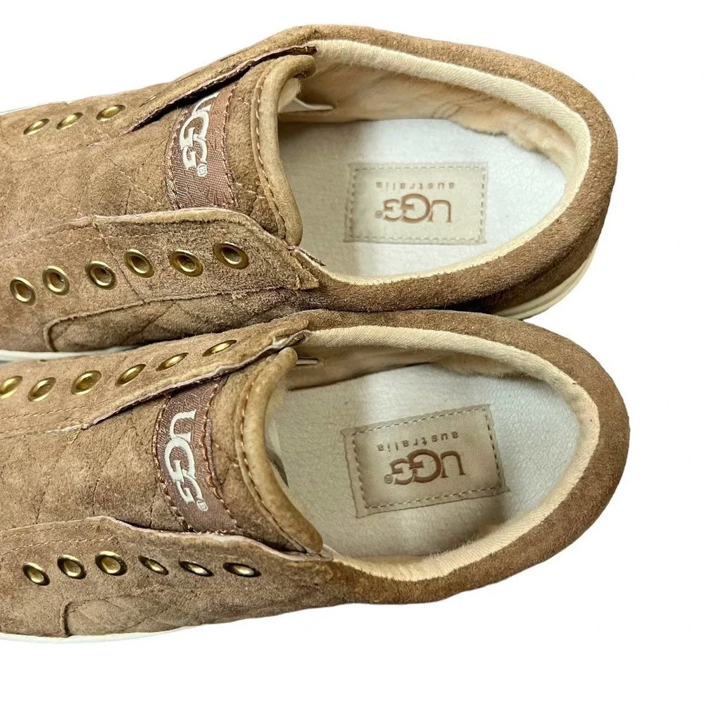 UGG Jemma Quilted Brown Suede Sneaker #1010650 Size 5.5 - Picture 6 of 8